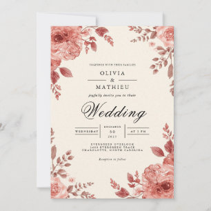 Earthy Bloom Arch Flourish Wedding Invitation