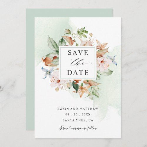 Earthy Blooms and Sage Green Floral Wedding Save T Save The Date