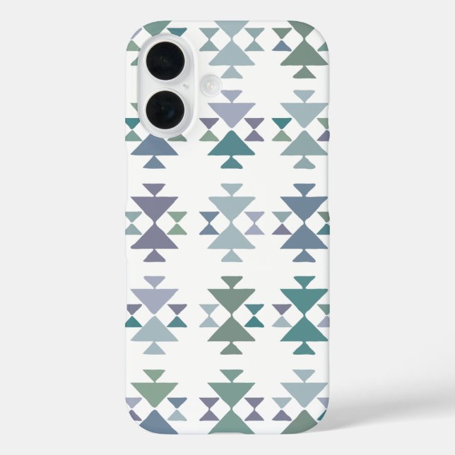 Earthy Blue Green Geometric Triangle Aztec Pattern Case-Mate iPhone Case (Back)