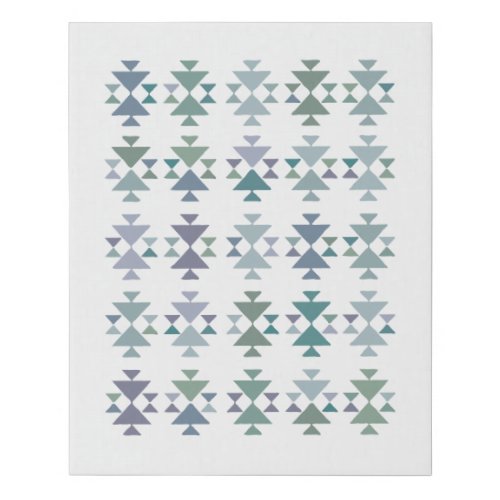 Earthy Blue Green Geometric Triangle Aztec Pattern Faux Canvas Print