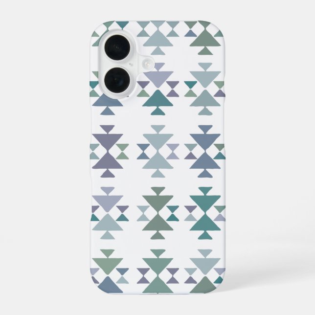 Earthy Blue Green Geometric Triangle Aztec Pattern Iphone Case (Back)