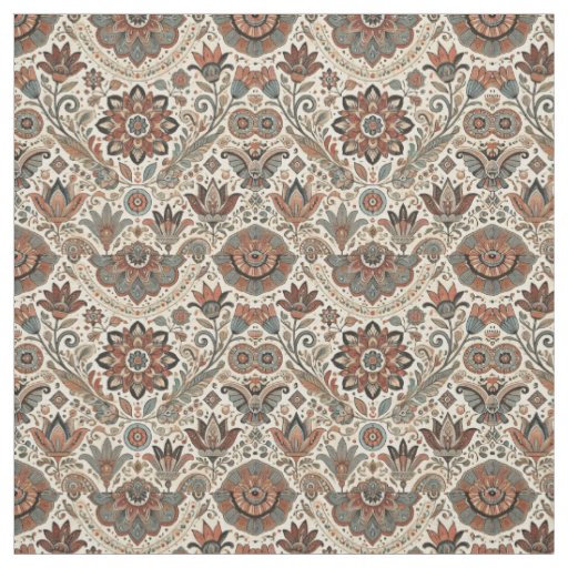Earthy Bohemian Floral Fabric