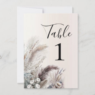 Earthy Bohemian Floral Feather Table Number