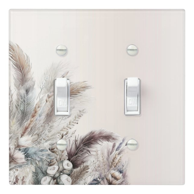 Earthy Bohemian Floral Feathers Bohemian Chic  Light Switch Cover (In Situ)