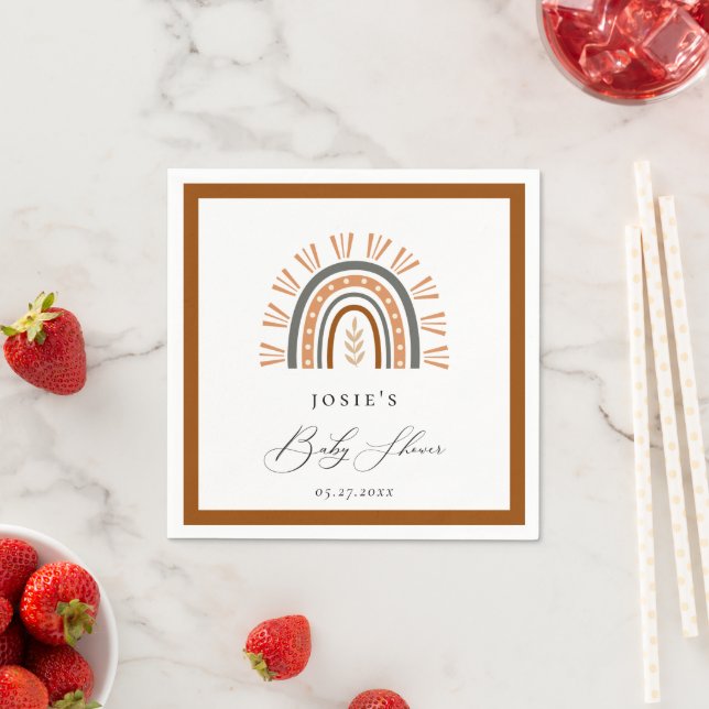 Earthy Bohemian Rainbow Baby Shower Napkins (Insitu)