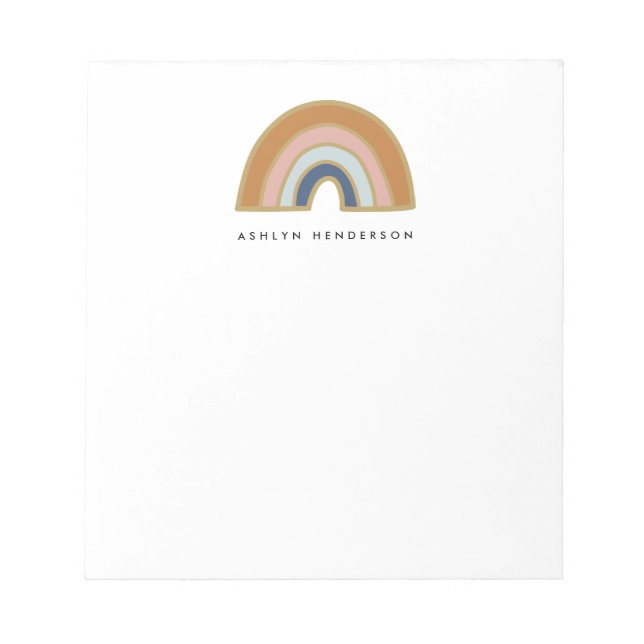 Earthy Bohemian Rainbow Custom Name Notepad (Front)