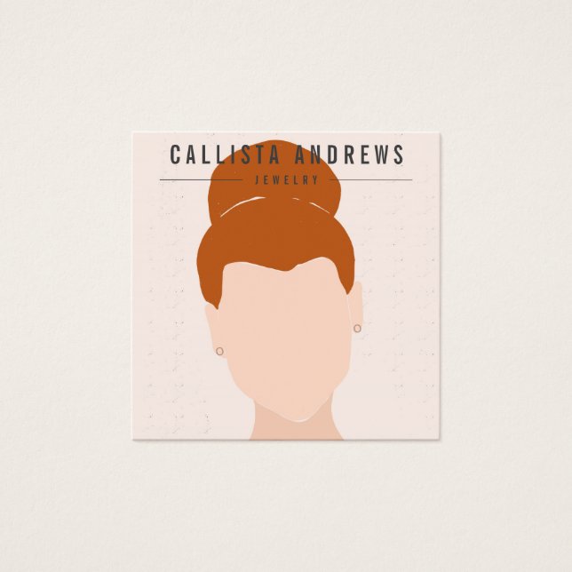 Earthy Bohemian Red Hair Girl Earring Display Card (Front)