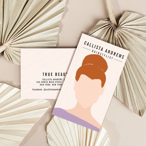 Earthy Bohemian Redhead Girl Hairstylist Business Card