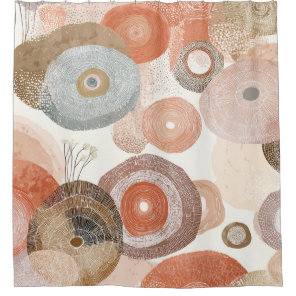 Earthy Boho Abstract Circles | Organic Design Shower Curtain