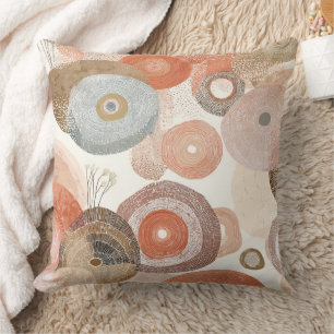 Earthy Boho Abstract Circles   Organic Design Throw Pillow
