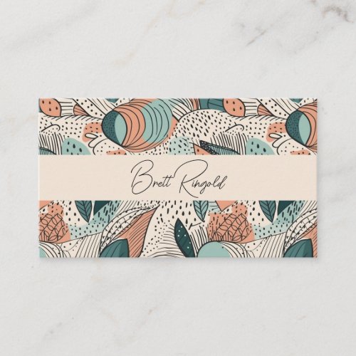 Earthy Boho Abstract Terracotta Cream Bisque Business Card