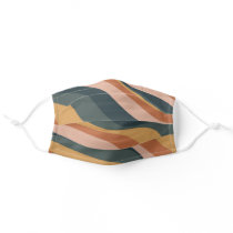 Earthy Boho Abstract Wavy Swirl Lines Terracotta Adult Cloth Face Mask