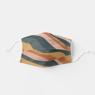 Earthy Boho Abstract Wavy Swirl Lines Terracotta Adult Cloth Face Mask