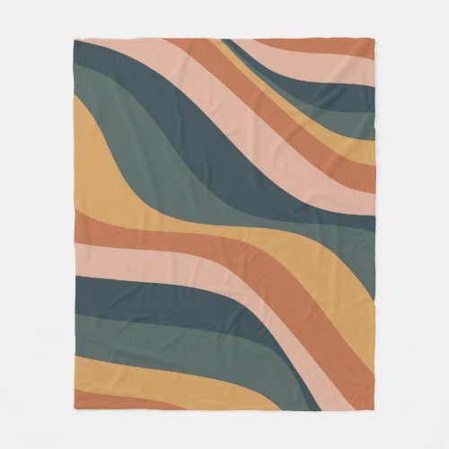 Earthy Boho Abstract Wavy Swirl Lines Terracotta   Fleece Blanket