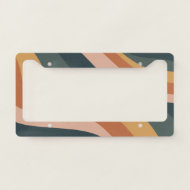 Earthy Boho Abstract Wavy Swirl Lines Terracotta License Plate Frame