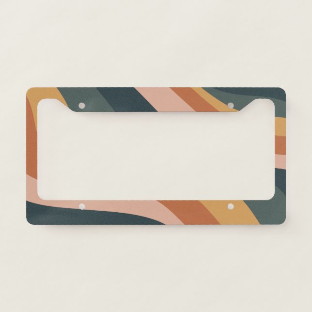 Earthy Boho Abstract Wavy Swirl Lines Terracotta   License Plate Frame (Front)