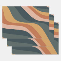 Earthy Boho Abstract Wavy Swirl Lines in Pastels Wrapping Paper