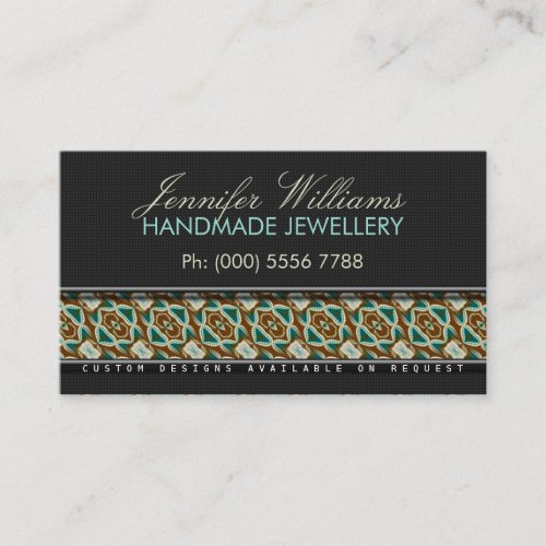 Earthy Boho Batik Jewelry : Black Business Cards
