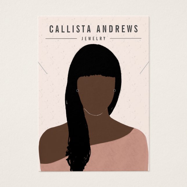 Earthy Boho Black Hair Girl Earring Necklace Card (Front)
