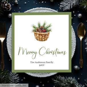 Earthy Boho Botanical Christmas Bouquet Table Paper Dinner Napkins