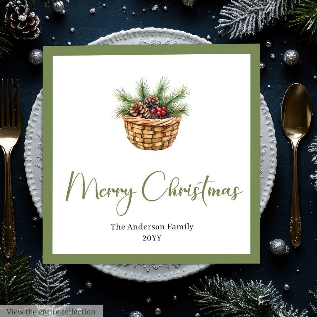 Earthy Boho Botanical Christmas Bouquet Table  Paper Dinner Napkins (Earthy Boho Botanical Christmas Bouquet Table Napkins)