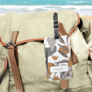 Earthy Boho Botanical Floral Luggage Tag