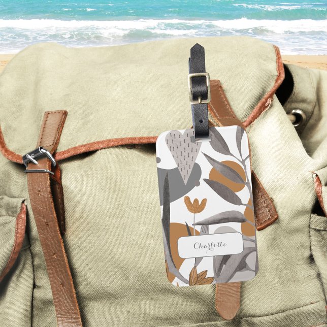 Earthy Boho Botanical Floral  Luggage Tag (Botanical Boho Chic Floral Your Name Luggage Tag ©Susanne Sachers - Sunny Wanderlust 🌞✈️)