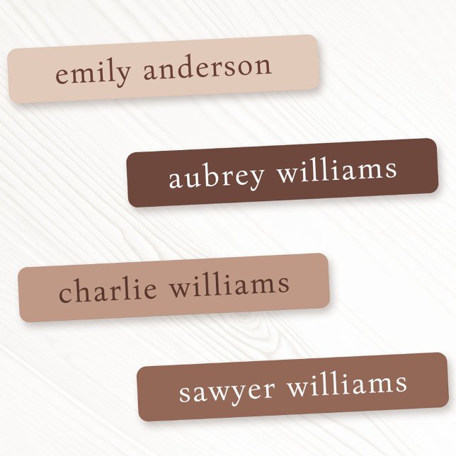 Earthy boho brown shade waterproof name labels (Earthy boho brown shade waterproof name labels)