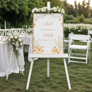 earthy boho chic Florals wreath wedding welcome Foam Board