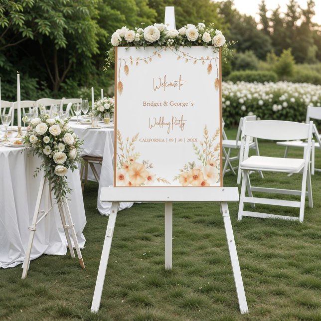 earthy boho chic Florals wreath wedding welcome Foam Board (Creator Uploaded)