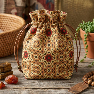 Earthy Boho Chic Mosaic Geometric Pattern Fabric