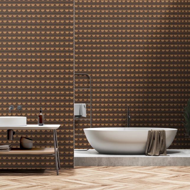 Earthy Boho Doodle Patterns Wallpaper (Bathroom)