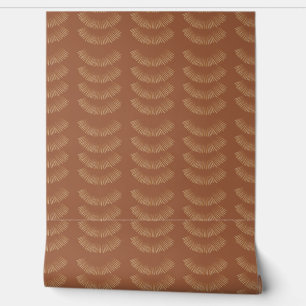 Earthy Boho Feathered Pattern Terracotta Wallpaper