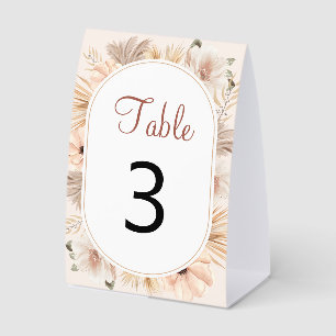 Earthy Boho Flower Oval Arch Table Number Paper Table Tent