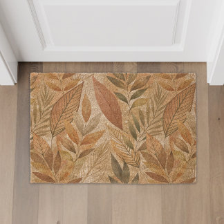 Earthy Boho Foliage Coir Fiber Doormat