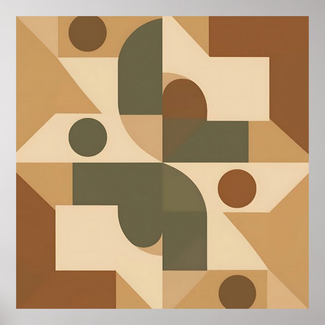 Earthy Boho Geometric Abstract Poster (Front)