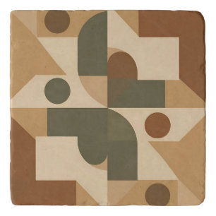 Earthy Boho Geometric Abstract Trivet