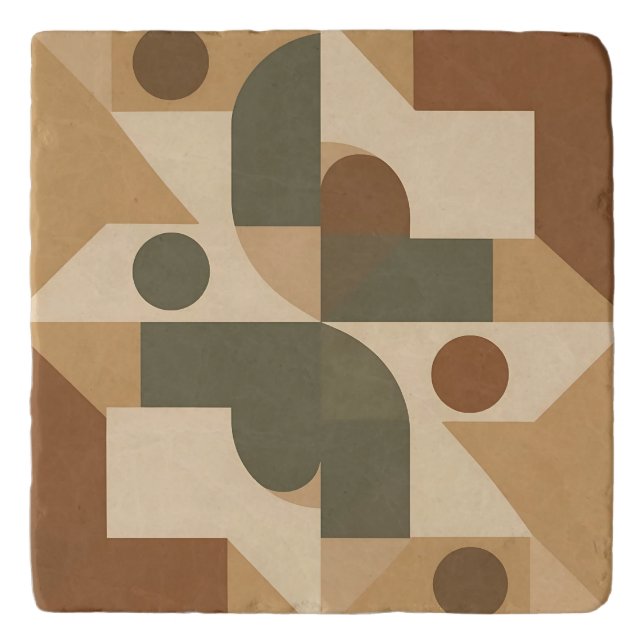 Earthy Boho Geometric Abstract Trivet (Front)