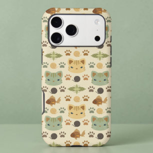 Earthy Boho Kitty Cat Beige Sage Green iPhone Case