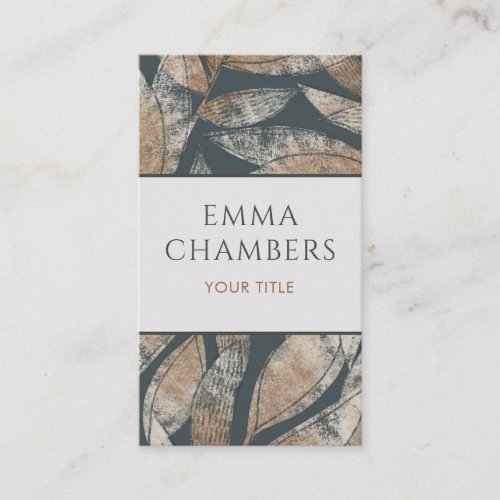 Earthy Boho Leaf Pattern Business Card