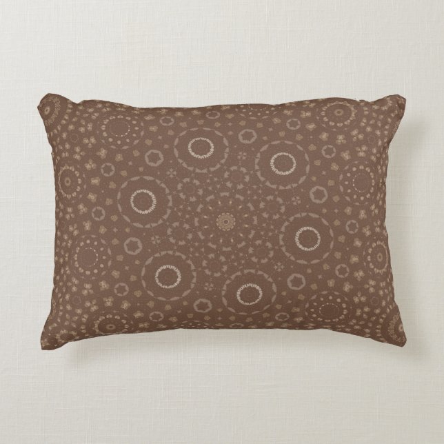 Earthy Boho Mandala Geometric Pattern | Brown Rust Accent Pillow (Front)
