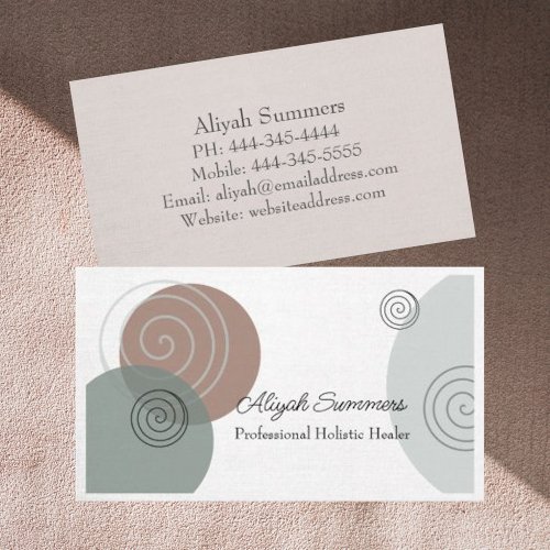 Earthy Boho Meditation and Healing Business Card 