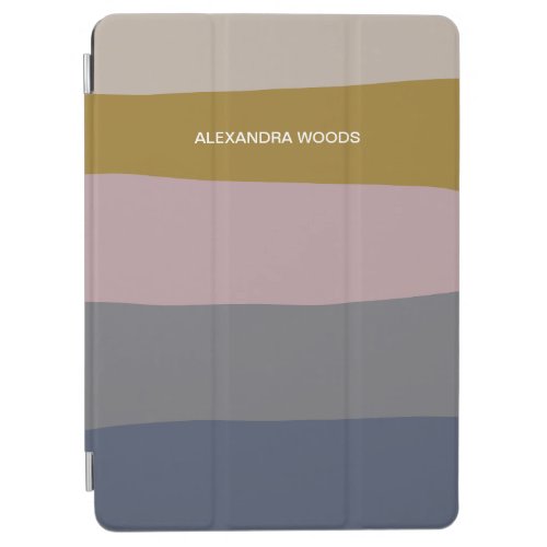 Earthy Boho Modern Abstract Stripes Personalized iPad Air Cover