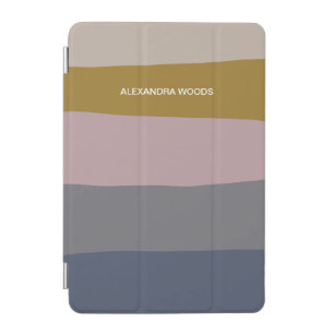 Earthy Boho Modern Abstract Stripes Personalized iPad Mini Cover
