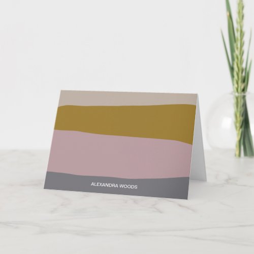 Earthy Boho Modern Abstract Stripes Personalized Note Card