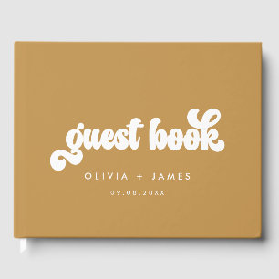 Earthy Boho Mustard Yellow Customizable Wedding Guest Book