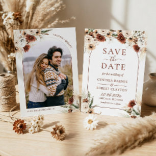 Earthy Boho Pampas Grass Floral Arch Photo Save The Date