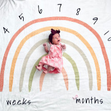 Earthy Boho Rainbow Milestone Fleece Baby Blanket