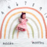 Earthy Boho Rainbow Milestone Fleece Baby Blanket