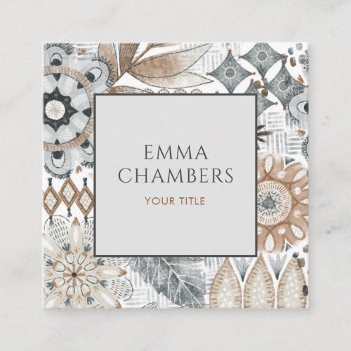 Earthy Boho  Square Business Card